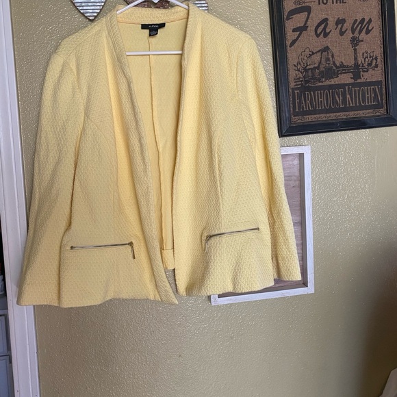 Alfani Jackets & Blazers - Alfani - Yellow Textured Open-Front Jacket size XL
